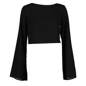 Tie Back Flare Sleeve Top | boohoo | NWT